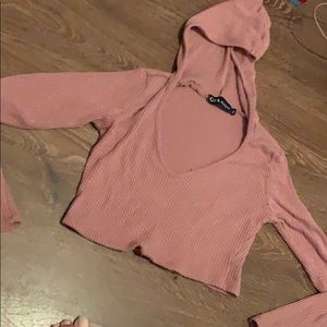 Crop sweater with hood